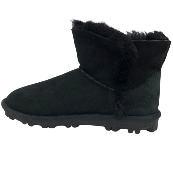 Costco Sheepskin Leather 100% Wool Shearling Lined Short Boots Black Women's 8 - Picture 2 of 8